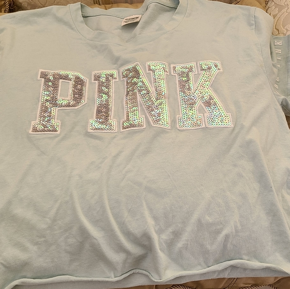 VS Pink Cropped Tee - Blue L